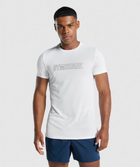 Men's Gymshark Arrival Graphic T-Shirts White | CA 68107A